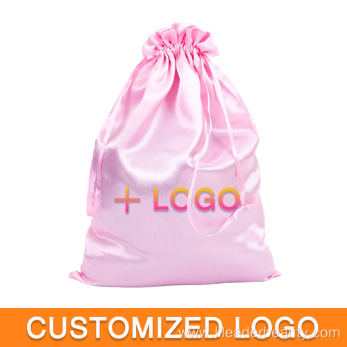 Customize Logo Silk Drawstring Pouch Satin Wig Bags